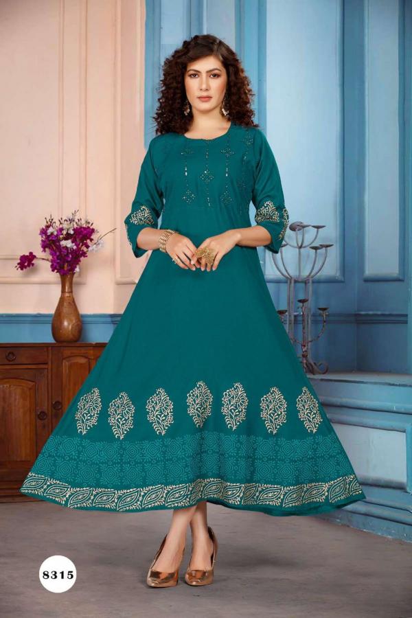 Beauty Queen Dhyana Long Anarkali Kurti Collection